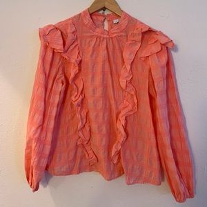 Topshop Pink Frill Top